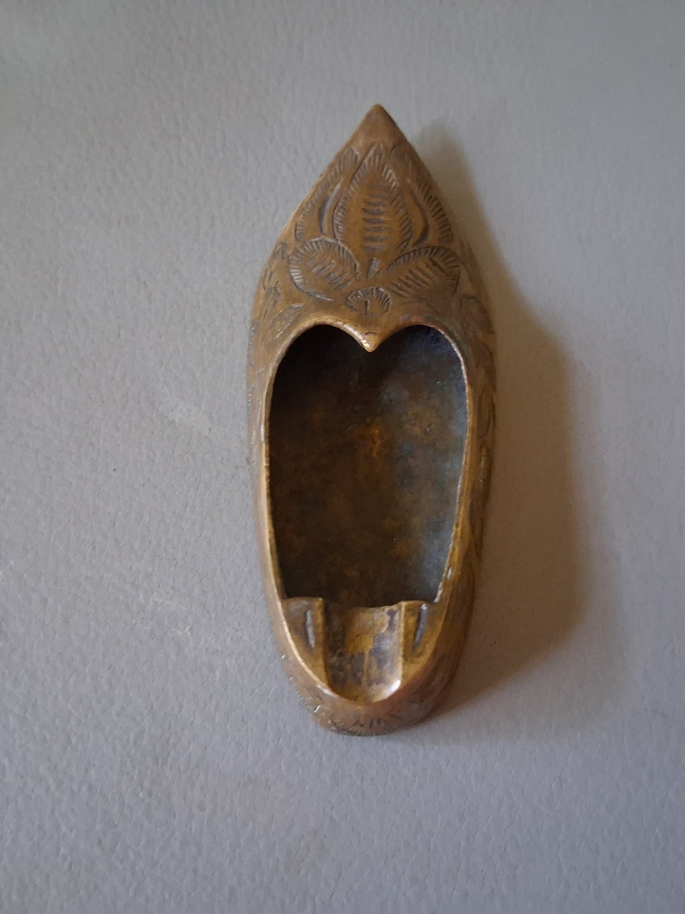 Vintage Etched Brass Slipper Pocket Ashtray